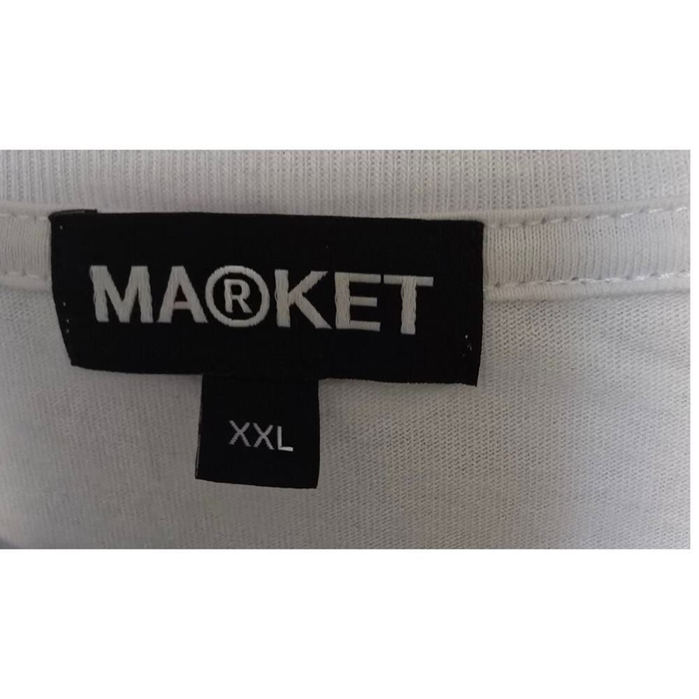 MARKET Rainbow Rhinestone Arc Men's XXL 2X White Shirt Chinatown Market NWOT NEW - Picture 4 of 5